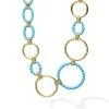 Clearance Long 18K Gold And Blue Ceramic Link Necklace Gold