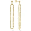 Cheap Long 18K Gold Superfine Caviar Drop Earrings Gold