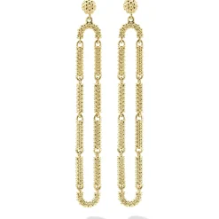 Cheap Long 18K Gold Superfine Caviar Drop Earrings Gold