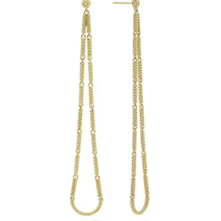 Best Long 18K Gold Superfine Caviar Tear Drop Earrings Gold