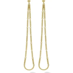 Best Long 18K Gold Superfine Caviar Tear Drop Earrings Gold