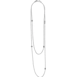 Best Long Silver Caviar Beaded Necklace Chains
