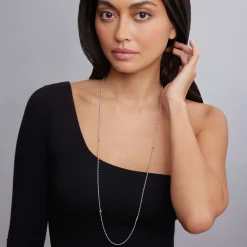 Clearance Long Silver Caviar Beaded Necklace Caviar Necklaces