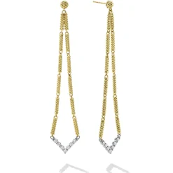 Sale Long Superfine Diamond Drop Earrings Gold