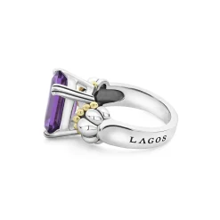 Best Medium Emerald-Cut Amethyst Ring Two-Tone