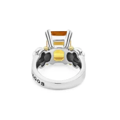 Discount Medium Emerald-Cut Citrine Ring Two-Tone