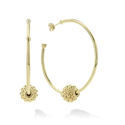 Cheap Medium 18K Gold Caviar Ball Hoop Earrings Gold