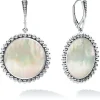 Best Mother Of Pearl Circle Drop Earrings Silver