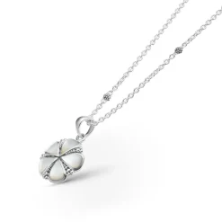 Hot Mother Of Pearl Flower Pendant Necklace Silver