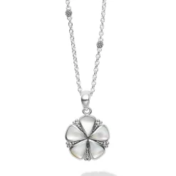 Online Mother Of Pearl Flower Pendant Necklace Pearl