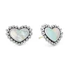 Best Sale Mother Of Pearl Heart Stud Earrings Silver