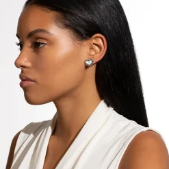 Best Sale Mother Of Pearl Heart Stud Earrings Silver