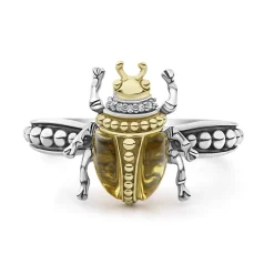 Fashion Olive Quartz Beetle Diamond Ring Diamonds