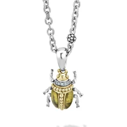Store Olive Quartz Diamond Beetle Pendant Necklace Gemstones