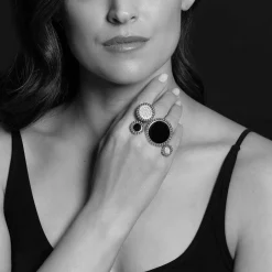 Store Onyx And Diamond Circle Statement Ring Diamonds