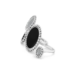 Store Onyx And Diamond Circle Statement Ring Diamonds