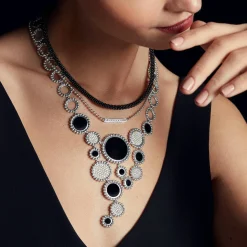 New Onyx And Diamond Statement Bib Necklace Gemstones