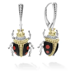 Store Onyx Beetle Diamond Drop Earrings Diamonds