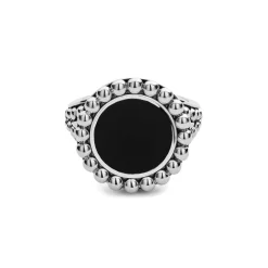 Hot Onyx Circle Ring Silver