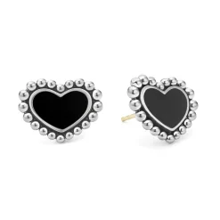 Hot Onyx Heart Stud Earrings Gemstones