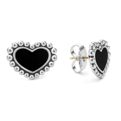 Hot Onyx Heart Stud Earrings Gemstones