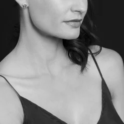 Outlet Open Pyramid Stud Earrings Two-Tone