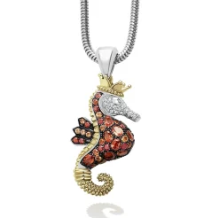 Discount Orange Sapphire And Diamond Seahorse Pendant Necklace Gemstones