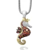 Clearance Orange Sapphire And Diamond Seahorse Pendant Necklace Two-Tone