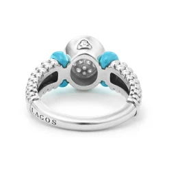 Fashion Oval Ceramic Caviar Diamond Ring Silver