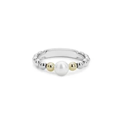 Clearance Pearl And Diamond Ring Gift Set Two-Tone