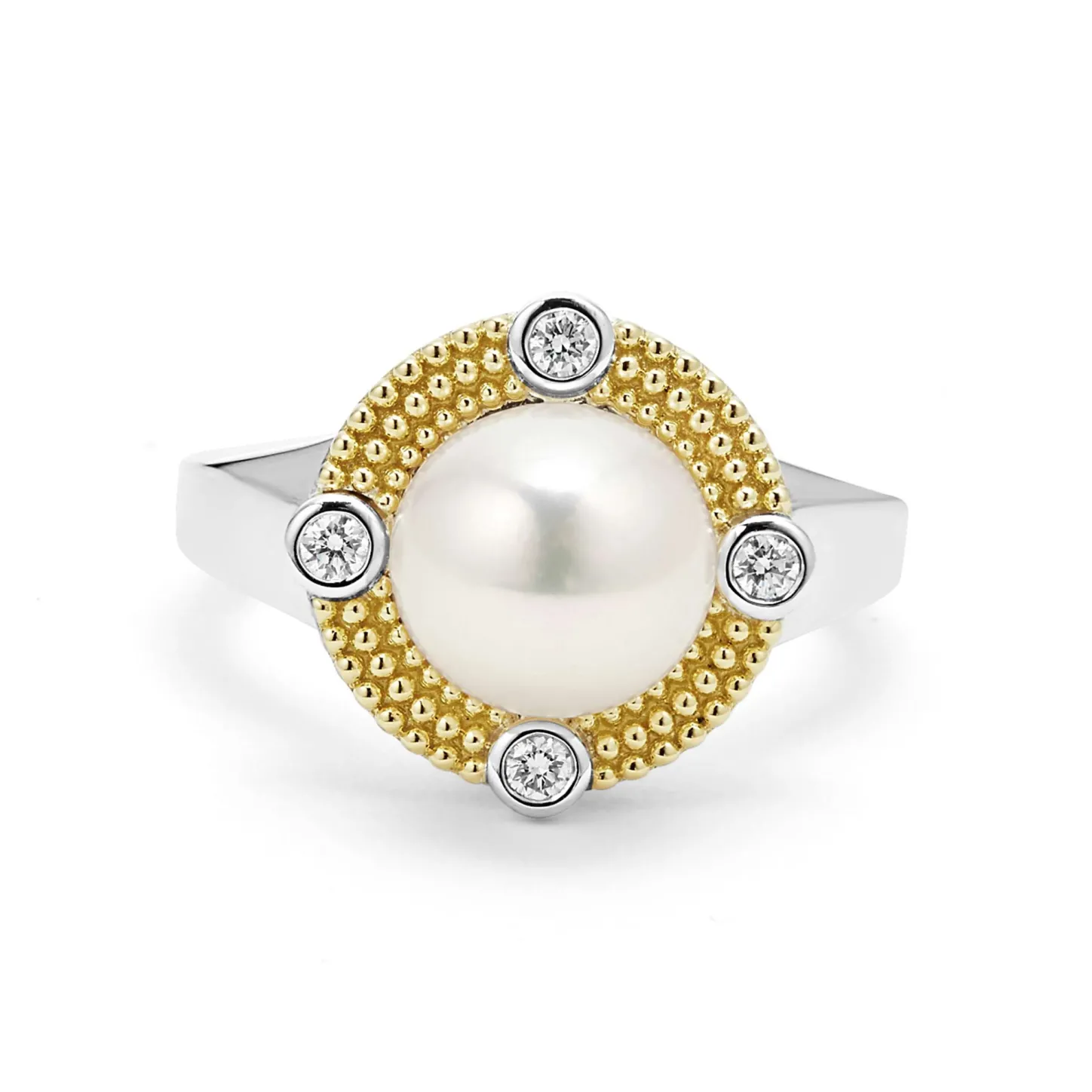 Sale Pearl Diamond Ring Two-Tone