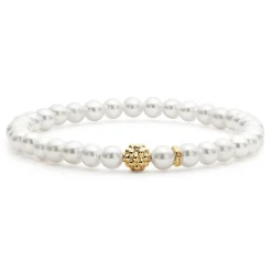 Sale Pearl Gold Station Bead Bracelet Pearl