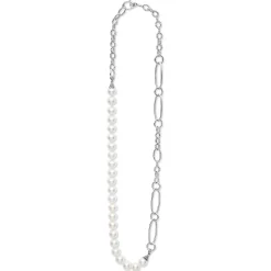 Clearance Pearl Link Necklace Silver