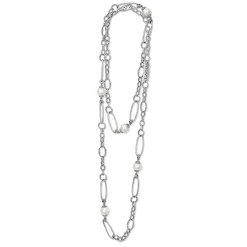 Hot Pearl Link Necklace Silver