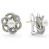 Best Sale Pearl Love Knot Earrings Two-Tone