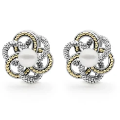 Best Sale Pearl Love Knot Earrings Two-Tone