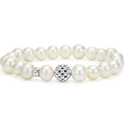 New Pearl Silver Station Bead Bracelet Silver