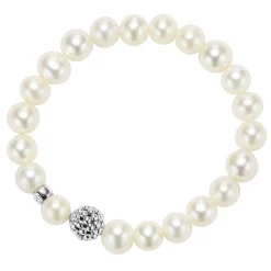 New Pearl Silver Station Bead Bracelet Silver