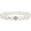 Online Pearl Silver Station Bead Bracelet Pearl
