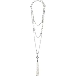 Flash Sale Pearl Tassel Pendant Necklace Silver