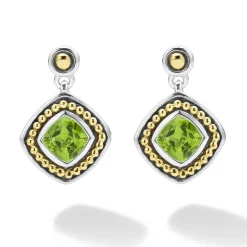 Clearance Peridot Drop Earrings Two-Tone