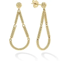 New Petite 18K Gold Superfine Caviar Tear Drop Earrings Gold