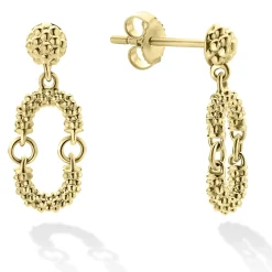 Fashion Petite 18K Gold Superfine Caviar Drop Earrings Gold