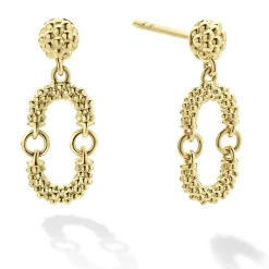 Fashion Petite 18K Gold Superfine Caviar Drop Earrings Gold