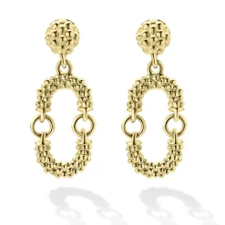 Fashion Petite 18K Gold Superfine Caviar Drop Earrings Gold