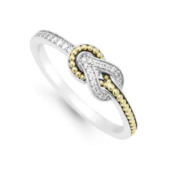 Cheap Petite Two-Tone Knot Diamond Ring Two-Tone