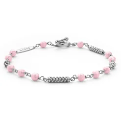 New Pink Ceramic Beaded Bracelet Silver