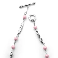 New Pink Ceramic Beaded Bracelet Silver