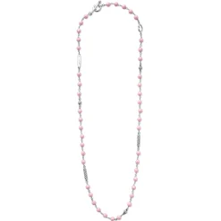 Store Pink Ceramic Beaded Necklace Silver