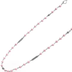 Store Pink Ceramic Beaded Necklace Silver